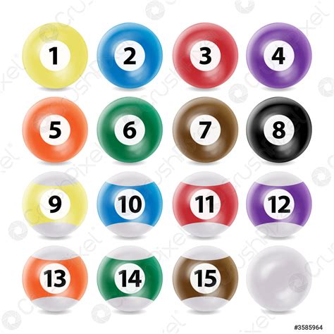 Billiard Ball Set Vector Realistic Commonly Used Colors Three ...