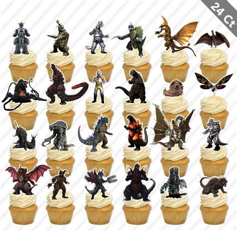 Godzilla Cupcake Topper Monsters Favor Party Birthday Kid Monsters