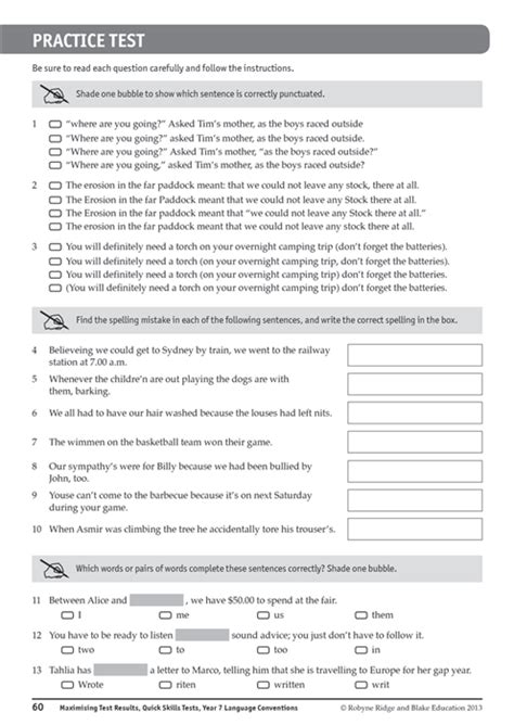 Maximising Test Results Naplan Style Literacy Quick Skills Tests