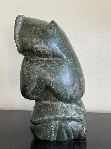 Inuit Eskimo Art Canada Esquimau Signed Carved Stone Sculpture Etsy