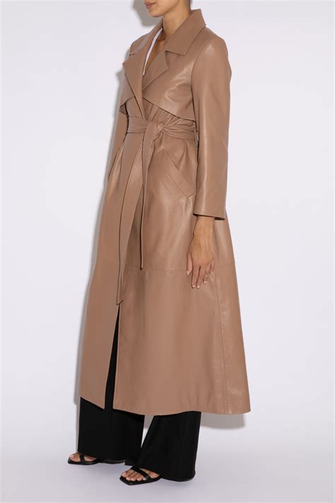 Leonora Trench Coat In Leather In Taupe Verheyen London