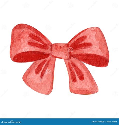 Watercolor Red T Bow Christmas Decoration Stock Illustration