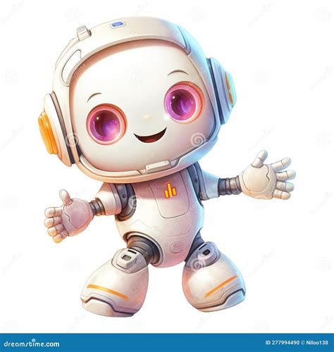 Cute Ai Robot On White Background Friendly Positive Little White