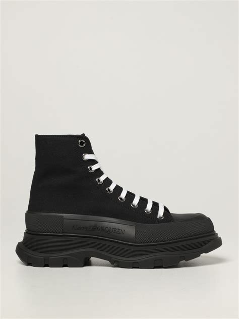 Alexander Mcqueen Ankle Boot In Canvas Black Alexander Mcqueen