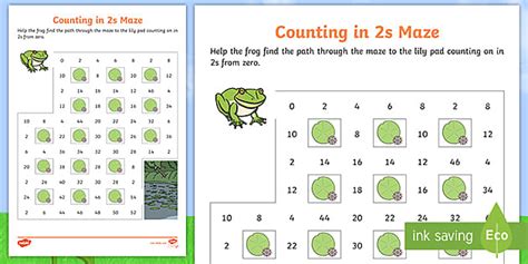 Summer Themed Counting In Twos Maze Worksheet Teacher Made