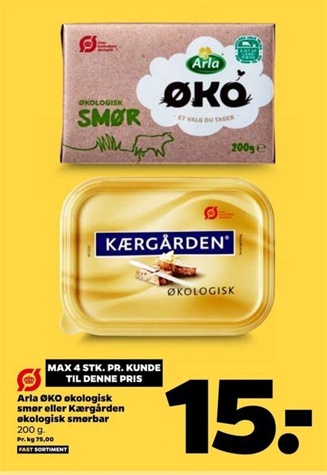 Arla ØKO økologisk smør eller kærgården økologisk smørbar tilbud hos Netto