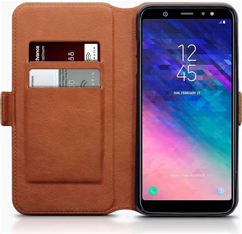 Qubits Lederen Slim Folio Wallet Hoes Samsung Galaxy A6 Plus 2018