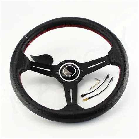 Volante Universal De Cuero De Pulgadas Para Coche De Carreras Con