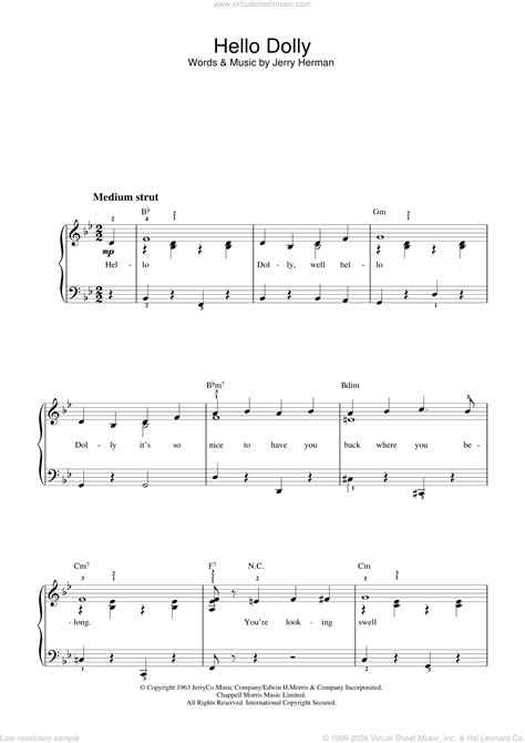 Hello Dolly Sheet Music For Piano Solo Pdf Interactive