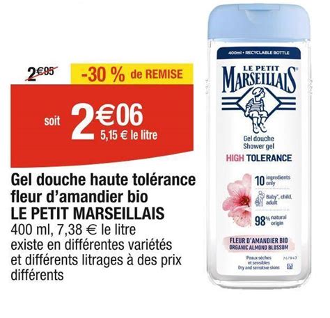 Promo LE PETIT MARSEILLAIS Gel douche haute tolérance fleur d amandier