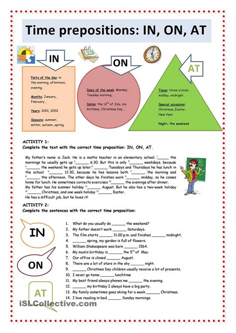 Prepositions Of Time Exercises