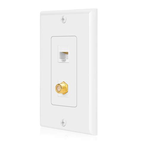 Ethernet Coax Wall Plate With Rj Port And Gold Plated F Type