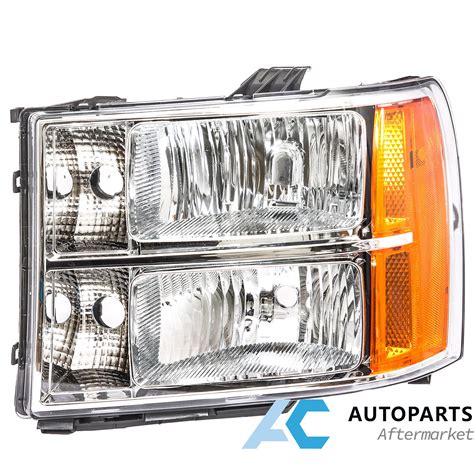 For 07 14 Gmc Sierra 1500 2500hd 3500hd Headlights Headlamps Pair Chrome Amber Ebay