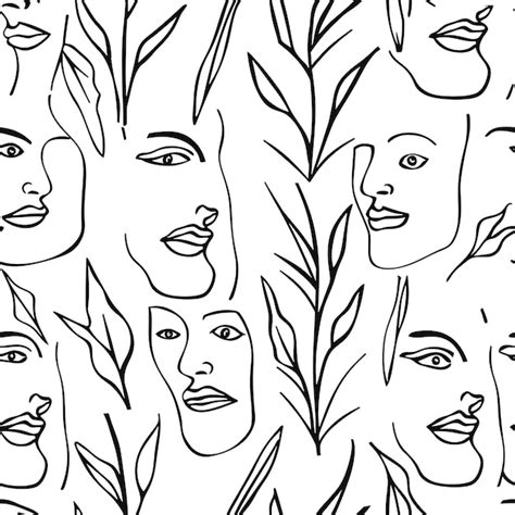 Premium Photo Minimalist Line Art Face Pattern