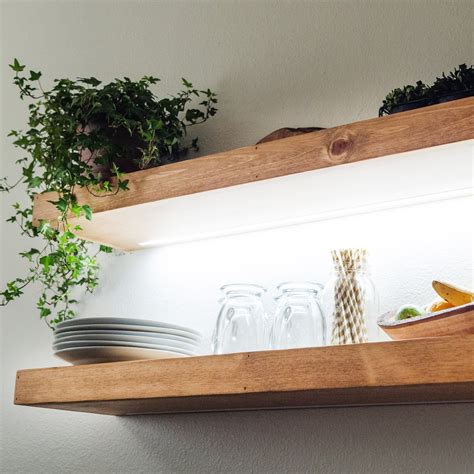 Floating Shelf With Led Lights Kitchen Shelving Free Etsy