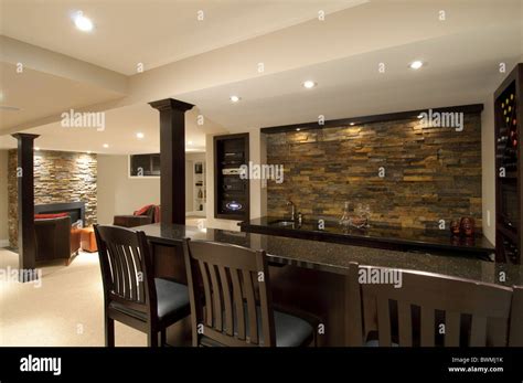 Exclusive Basement Bar Designs With Fireplace