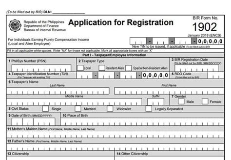 How To Register As A New Taxpayer With Bir Form 1902 A Definitive