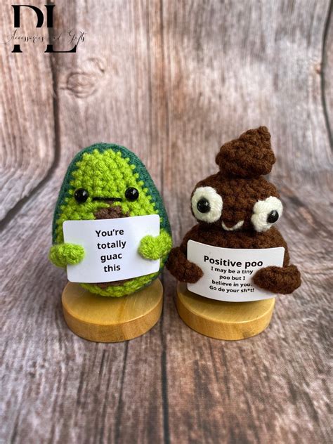 Funny Emotional Support Handmade Crochet Positive Avocado Positive Poo