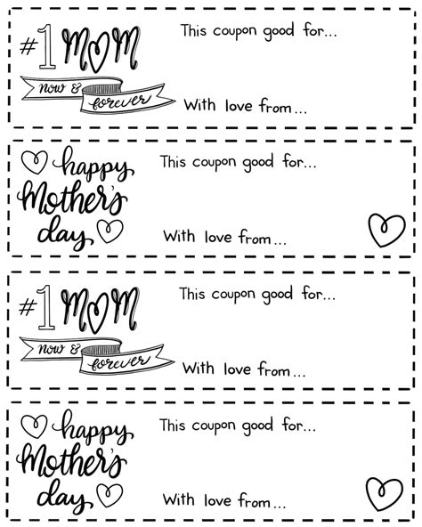 Mothers Day Coupons Set Of 4 Etsy