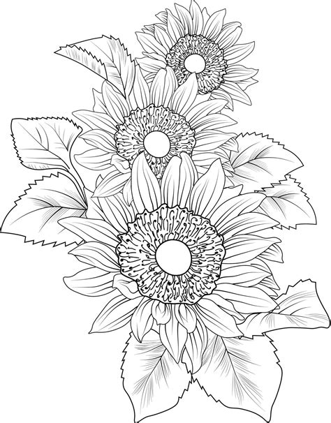 dibujo de girasol una rama de la colección botánica de primavera arte