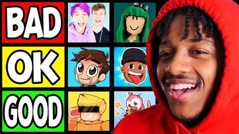 Rating Roblox Youtubers Tier List Youtube