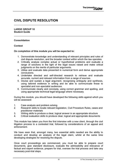 2223 Civ Lg10 Ce01 Student Guide Civil Dispute Resolution Large Group