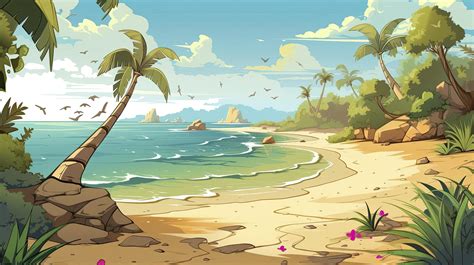 beach cartoon background wallpaper, generat ai 22712966 Stock Photo at ...