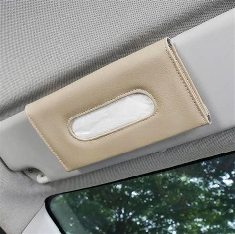 Automaze Pu Leather Car Sun Visor Seat Side Pocket Back Seat Tissue