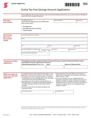 Fillable Online Scotia Tax Free Savings Account Application Fax Email