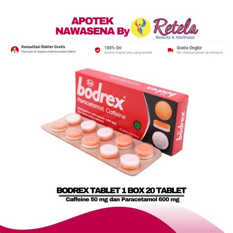 Jual BODREX TABLET 1 BOX 20 TABLET Caffeine 50 Mg Dan Paracetamol 600