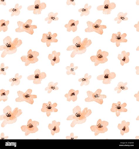 Cute minimalist watercolor flower seamless pattern in traditional hand ...