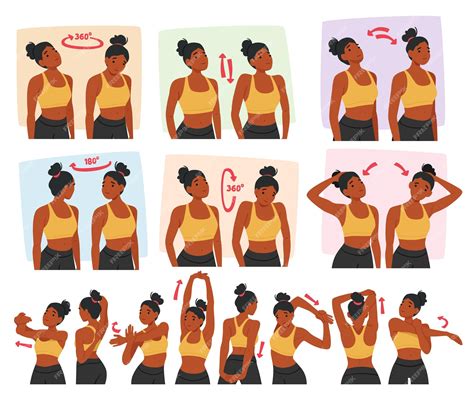 Premium Vector Woman Character Doing Neck And Shoulder Exercises