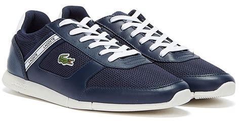 Lacoste Leather Menerva Sport White Trainers In Navy Blue For