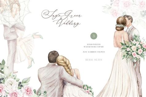 Watercolor Bride And Groom Illustration Wedding Clipart Png In 2022