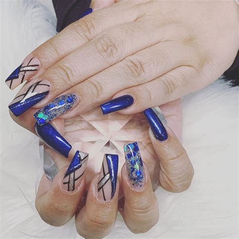 Edgy Glitter Royal Blue Coffin Nails Ideas Nail Designs Daily