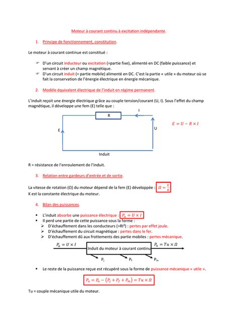 exercice moteur a courant continu a excitation série