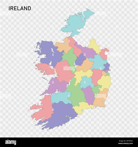 Mapa Coloreado Aislado De Irlanda Con Las Fronteras De Los Condados