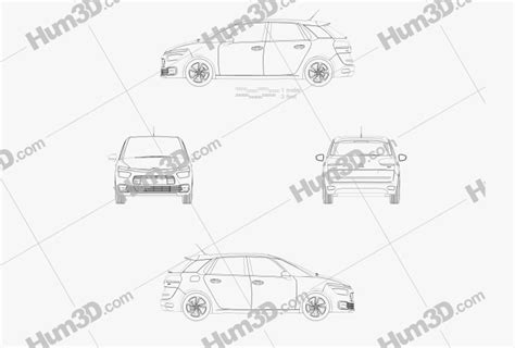 Citroen C4 Picasso 2019 Blueprint 3dmodels