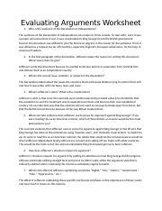 Evaluating Argument Docx Evaluating Arguments Worksheet 1 Who Is The