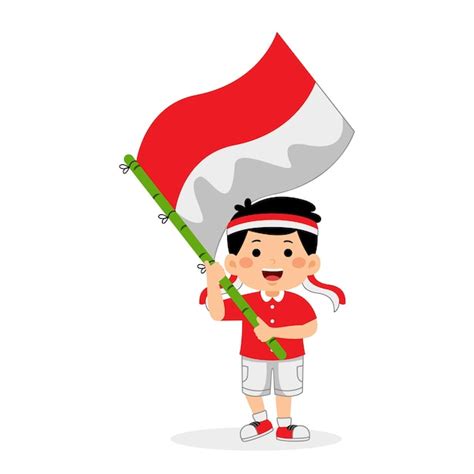 Premium Vector | Boy kids celebrate indonesia independence day