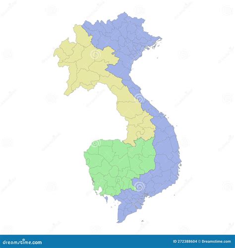 High Quality Political Map Of Vietnam Cambodia And Laos With Borders Of