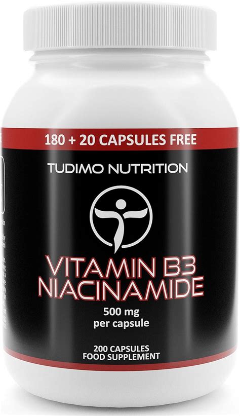 Vitamin B3 Niacinamide Supplement 500mg Flush Free Capsules 200 High Strength Caps 6 Month