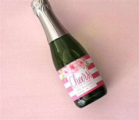 Mini Champagne Bottle Label Bridal Shower Floral Bridal Shower Mini Wine Labels Wedding Shower