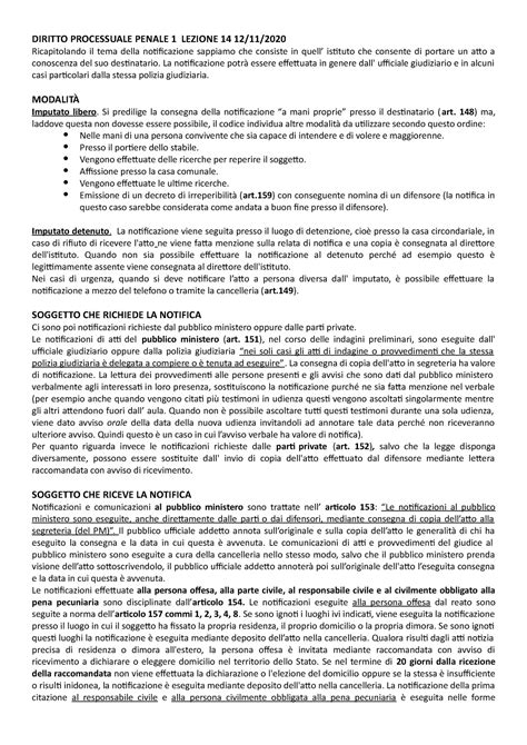 Lezione Appunti Diritto Processuale Penale Lezione