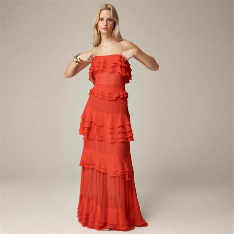 J Crew Collection Tiered Ruffle Dress In Chiffon For Women