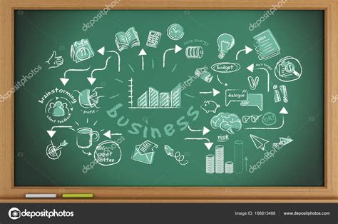 3d Blackboard With Business Sketch Stock Photo By Nicomenijes 168813488