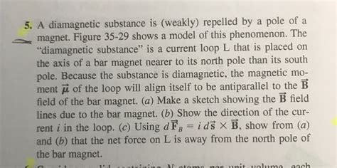 Solved A diamagnetic substance is (weakly) repelled by a | Chegg.com