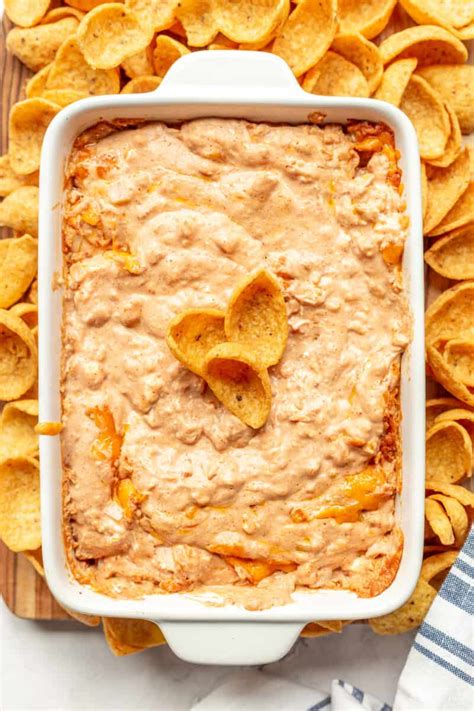 Best Refried Bean Dip Creamy And Cheesy All Things Mamma