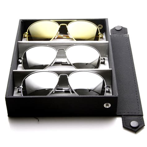 Classic Metal Aviator Mirrored Lens Sunglasses Case Zerouv