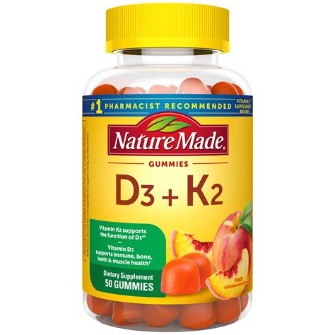 Nature Made Vitamin D3 K2 Gummies Vitamin D3 5000 Iu Per Serving 50 Ct Ingredients Cvs Pharmacy